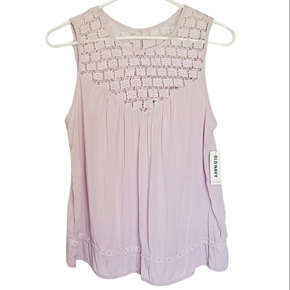 1126 * Old Navy Lace Yoke Sleeveless Top Purple NWT Size XS